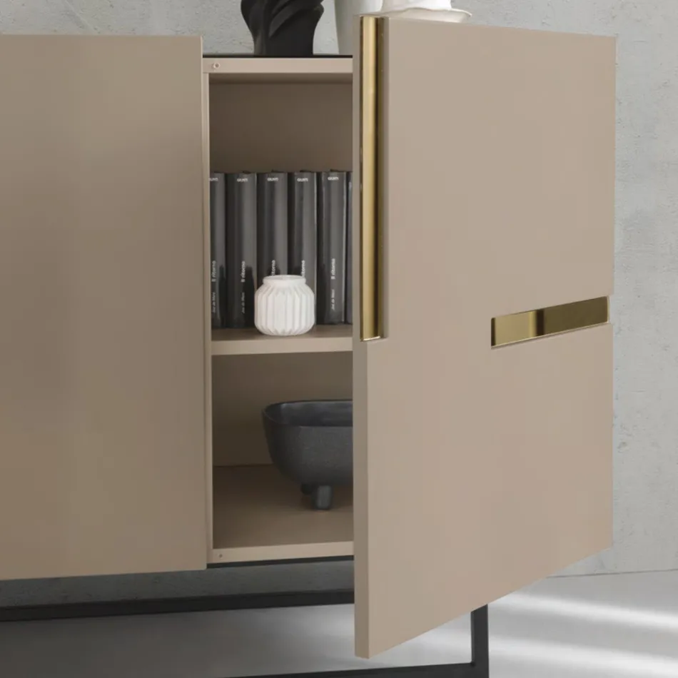 Madia i melamin og Mdf med laminatindsatser fremstillet i Italien - Gordita Viadurini