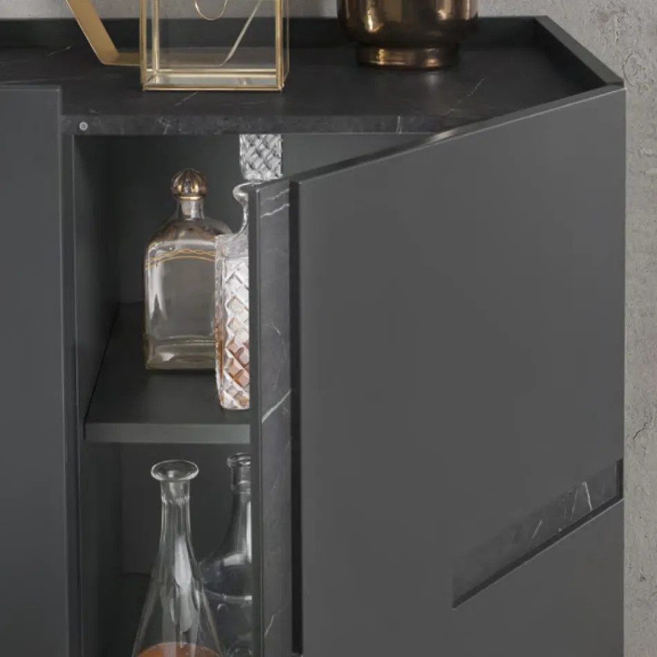 Madia i melamin og Mdf med laminatindsatser lavet i Italien - Gordita Viadurini