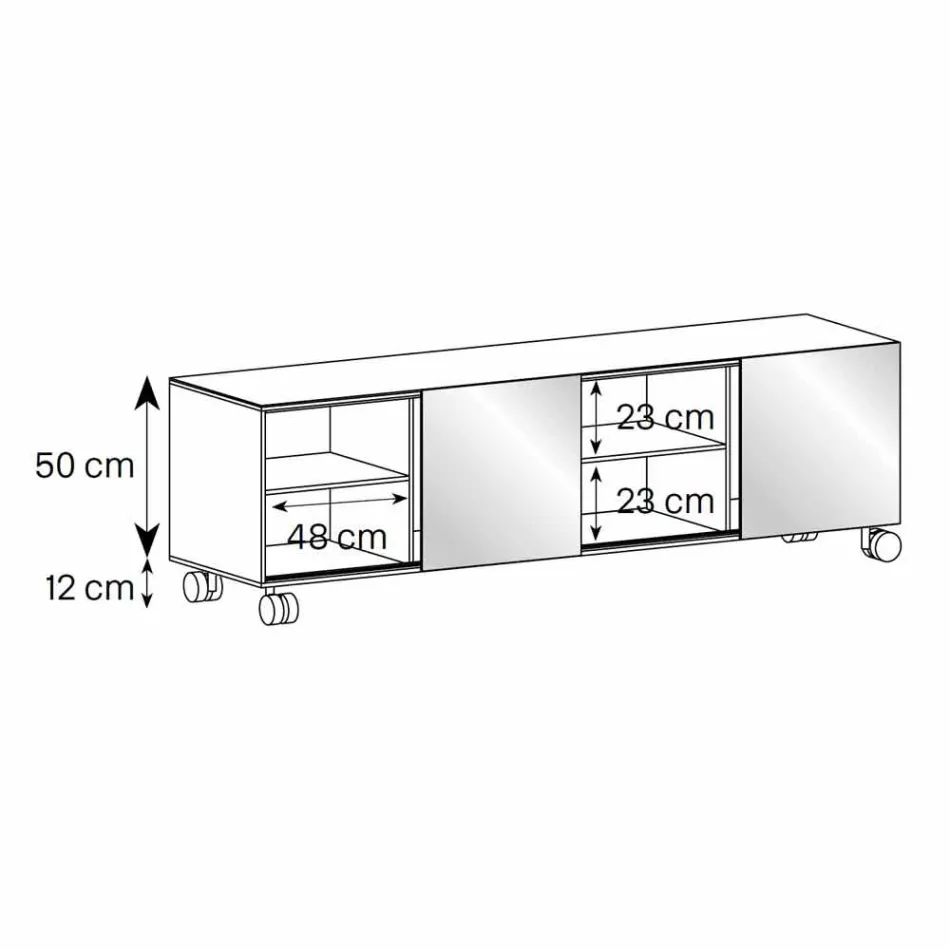 Moderne skænk på røget glashjul og keramisk top fremstillet i Italien - Sciocca Viadurini