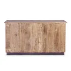 Stue skænk i mangotræ og stål med 2 låger og 3 skuffer - Sinfony Viadurini