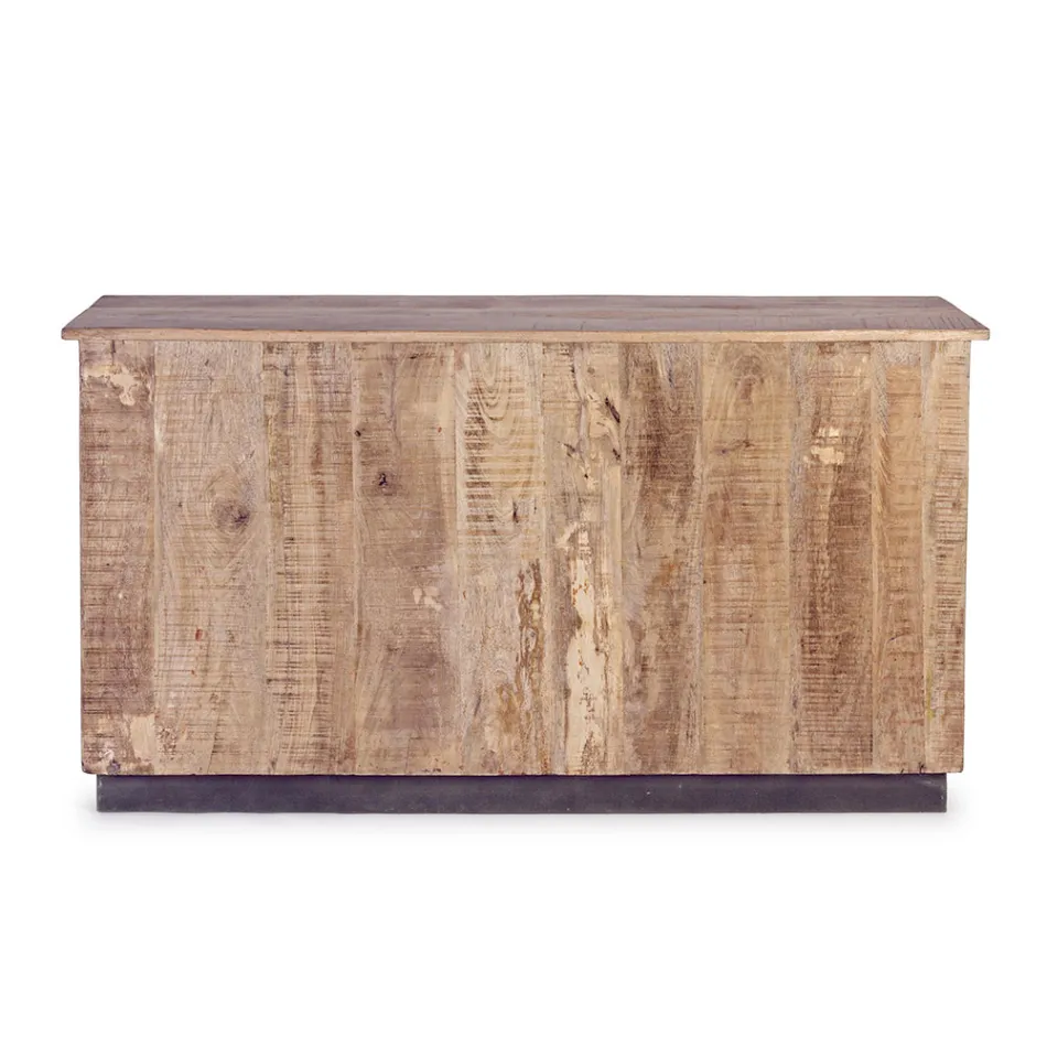 Stue skænk i mangotræ og stål med 2 låger og 3 skuffer - Sinfony Viadurini