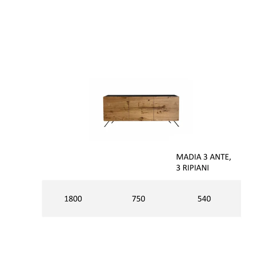 Stue skænk i Mdf og massivt træ 2 eller 3 døre Made in Italy - Kammer Viadurini