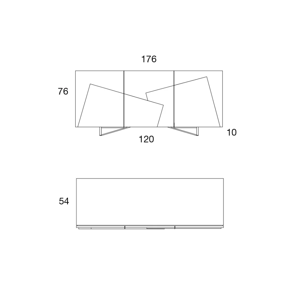Stue skænk i lakeret Mdf 3 døre med keramiske indsatser - Imperio Viadurini