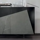 Stue skænk i lakeret Mdf 3 døre med keramiske indsatser - Imperio Viadurini