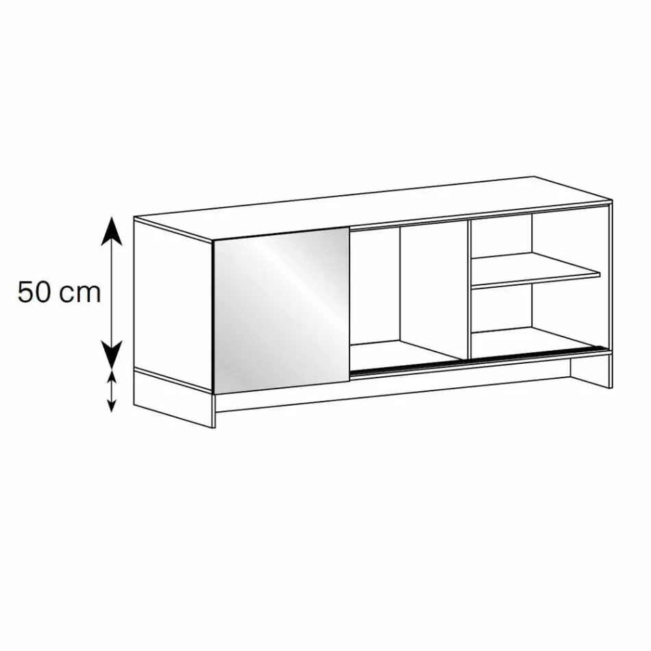 Røget glas stue skænk med bronze spejldør lavet i Italien - Silly Viadurini