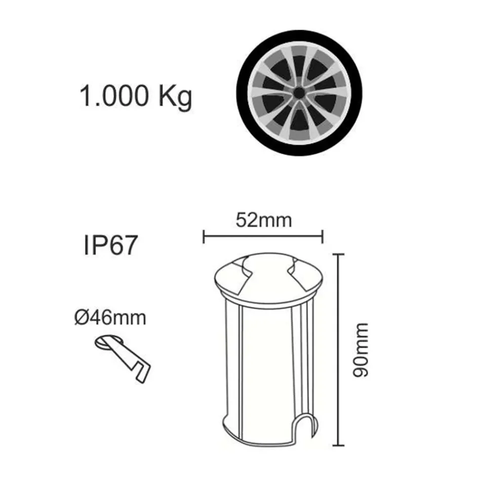 Marker Udendørs forsænket LED-spot i rustfrit stål 4 stk - Rhombus Viadurini