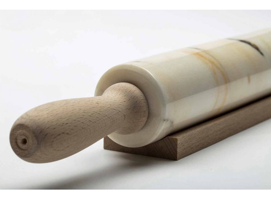 Marmor rullestift med træhåndtag lavet i Italien - Senni Viadurini