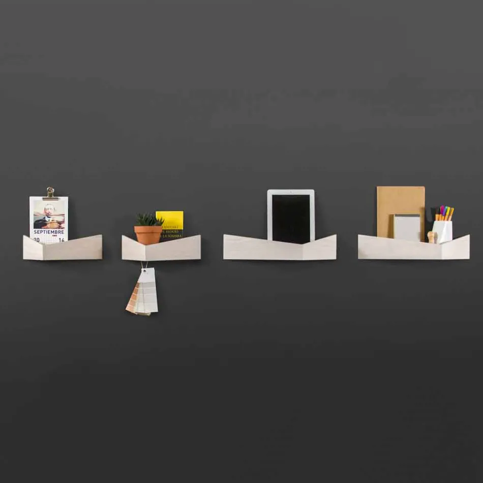 Design væghylde i krydsfiner og metal med pelsstativ - Berema Viadurini