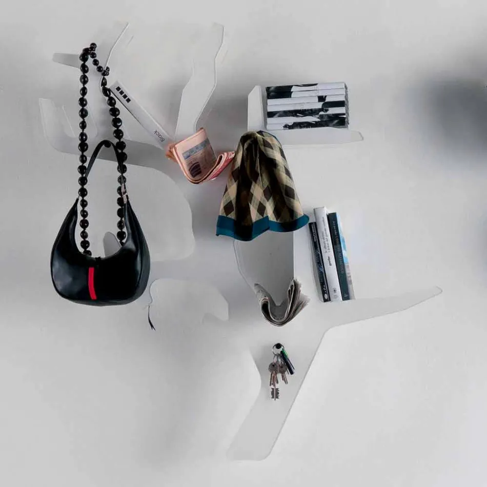 Plexiglas væghylde med kappekroge fremstillet i Italien - neon Viadurini