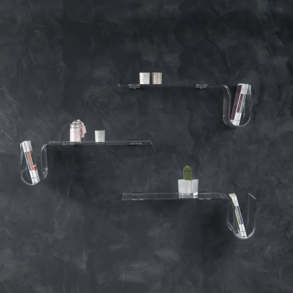 Designhylde i transparent akrylkrystal lavet i Italien - Teride Viadurini
