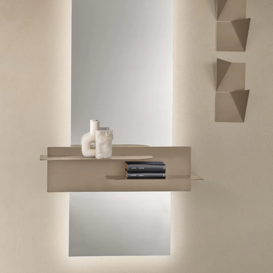 Moderne design metalhylde med to vandrette hylder - Miro Viadurini