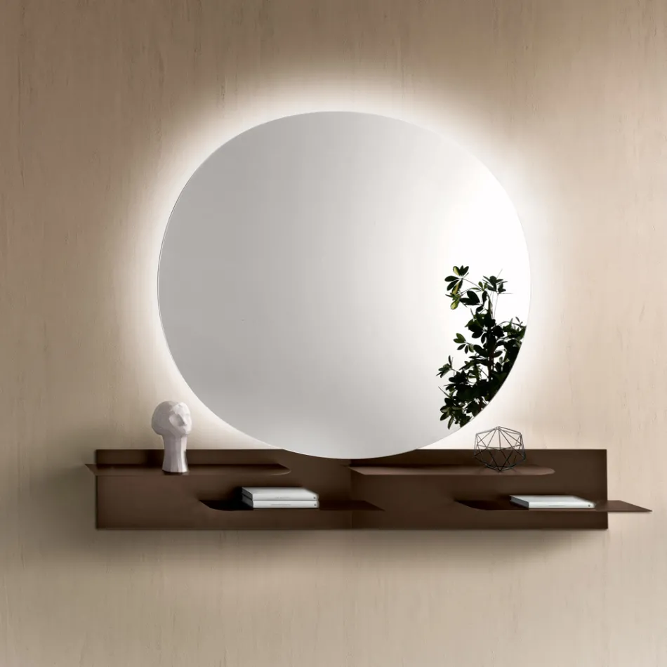 Moderne design metalhylde med to vandrette hylder - Miro Viadurini