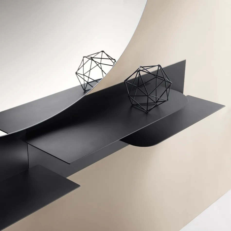 Moderne design metalhylde med to vandrette hylder - Miro Viadurini
