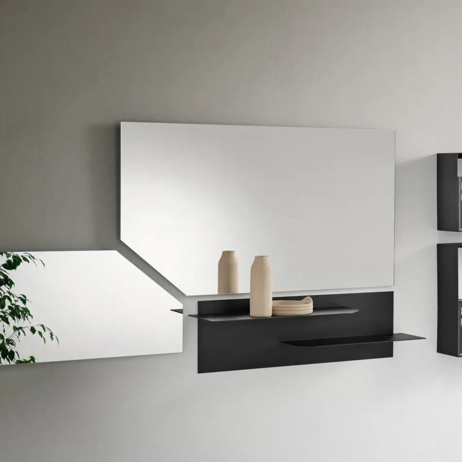 Moderne design metalhylde med to vandrette hylder - Miro Viadurini