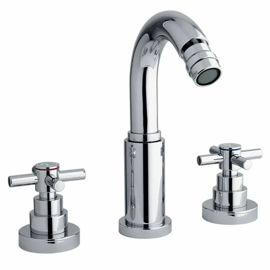 Klassisk 3-hullers mixer i forkromet messing fremstillet i Italien - Zumbo Viadurini