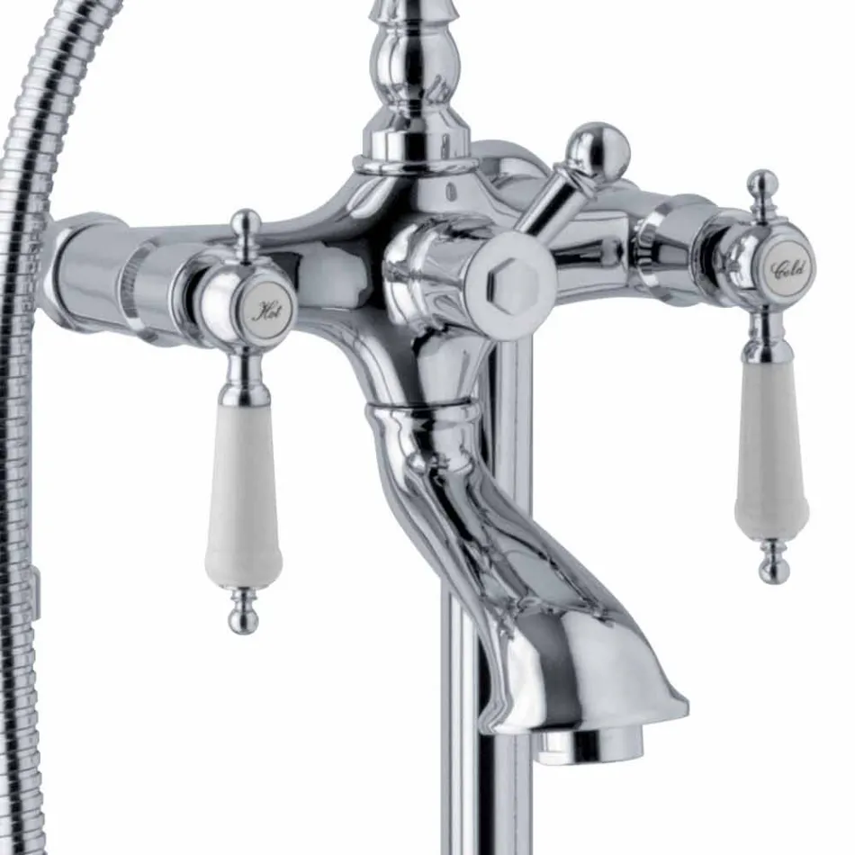 Søjleblander til badekar med brusebad i messing fremstillet i Italien - Shelly Viadurini