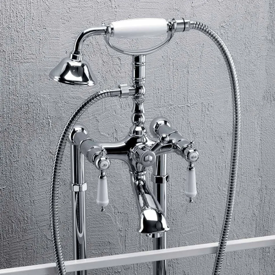 Søjleblander til badekar med brusebad i messing fremstillet i Italien - Shelly Viadurini