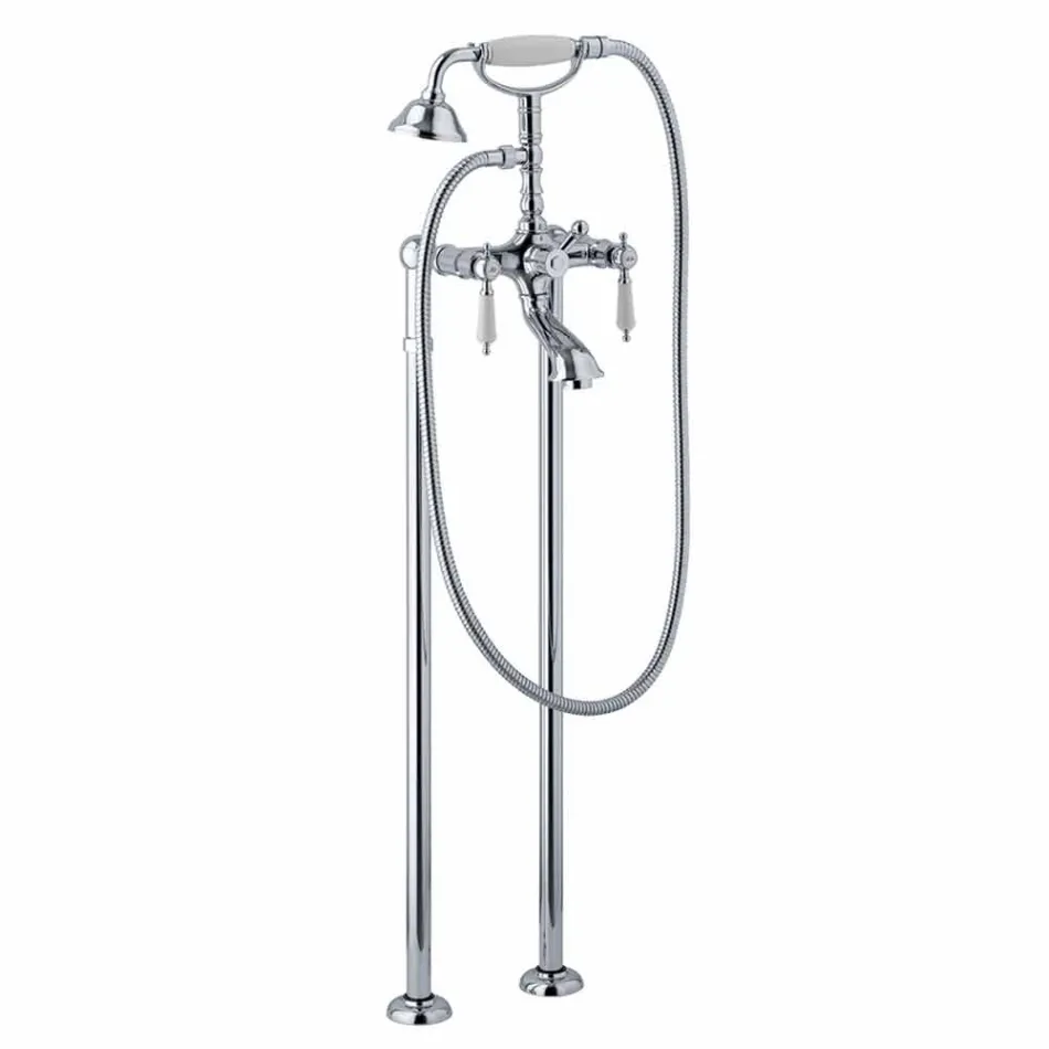 Søjleblander til badekar med brusebad i messing fremstillet i Italien - Shelly Viadurini