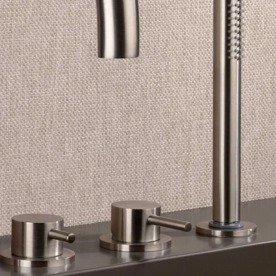 4-hullers dækmonteret badebatteri med AISI 316L ståltud - Artigli Viadurini