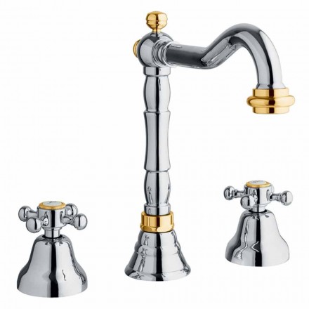 Klassisk 3-huls mixer til håndvask i messing Made in Italy - Lisca Viadurini