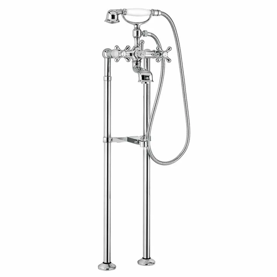 Klassisk mixer til gulvbadekar i messing fremstillet i Italien - Panico Viadurini