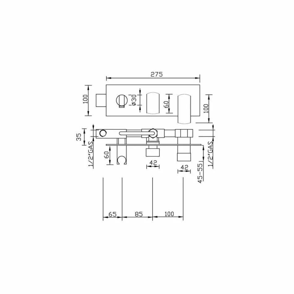 Moderne design indbygget bruserarmatur i messing fremstillet i Italien - Sika Viadurini