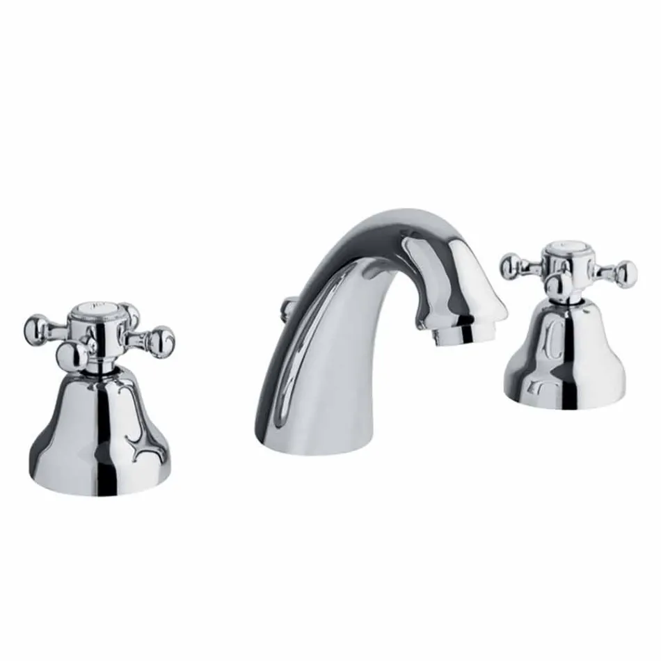 Klassisk design 3-huls håndvaskarmatur i messing fremstillet i Italien - Lisca Viadurini