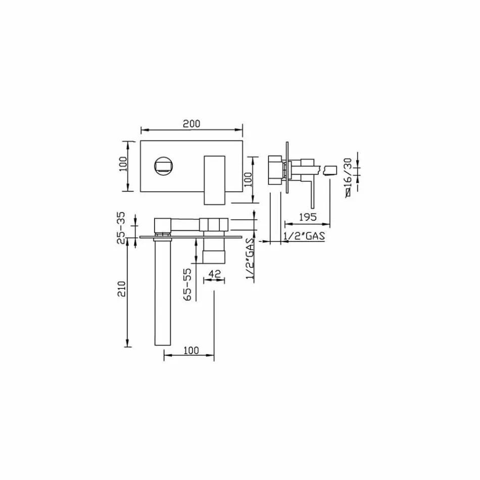 Vægmonteret håndvaskarmatur til enkeltplade til badeværelse Lavet i Italien - Panela Viadurini