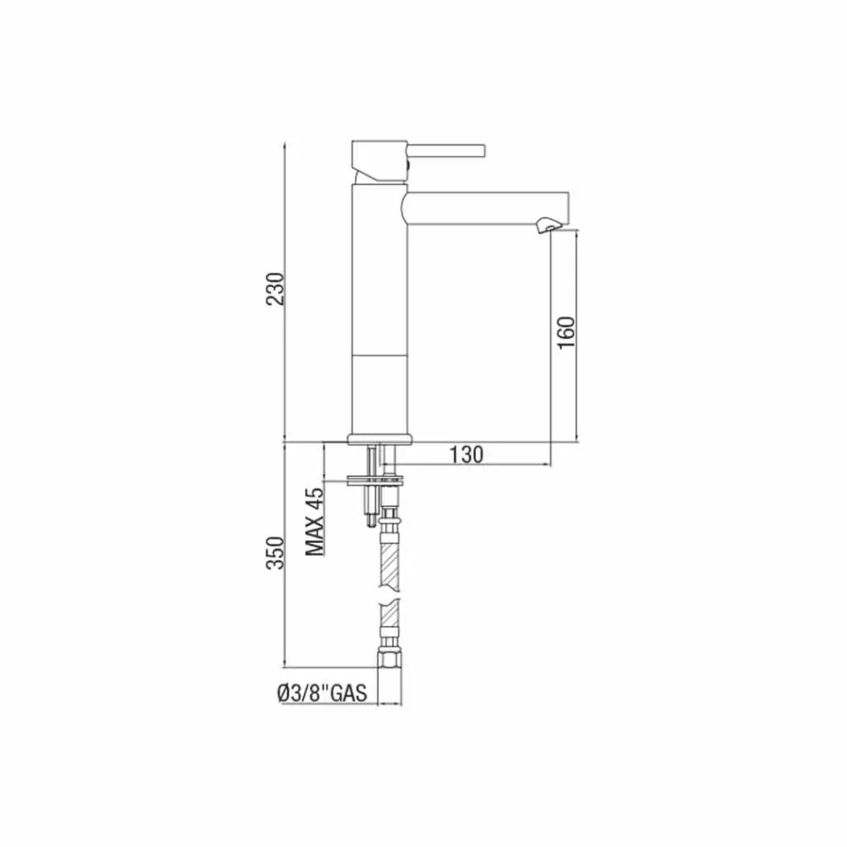 Håndvaskarmatur til badeværelset i forkromet messing uden afløb fremstillet i Italien - Ermia Viadurini