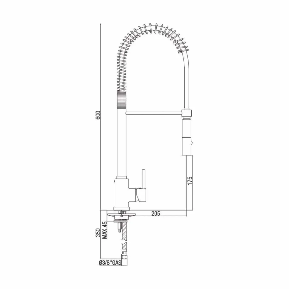 Justerbar messing køkkenvaskarmatur med fjeder fremstillet i Italien - Keope Viadurini