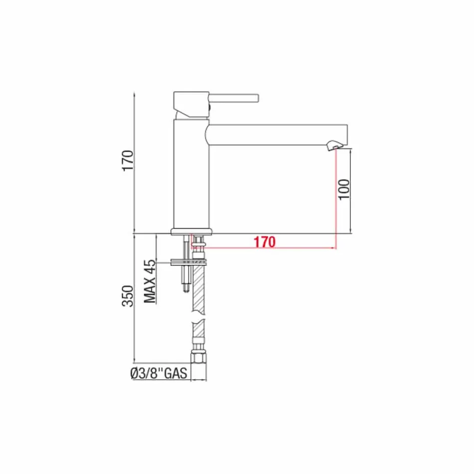 Messing håndvaskarmatur med tud 170 mm centerafstand Fremstillet i Italien - Ermia Viadurini