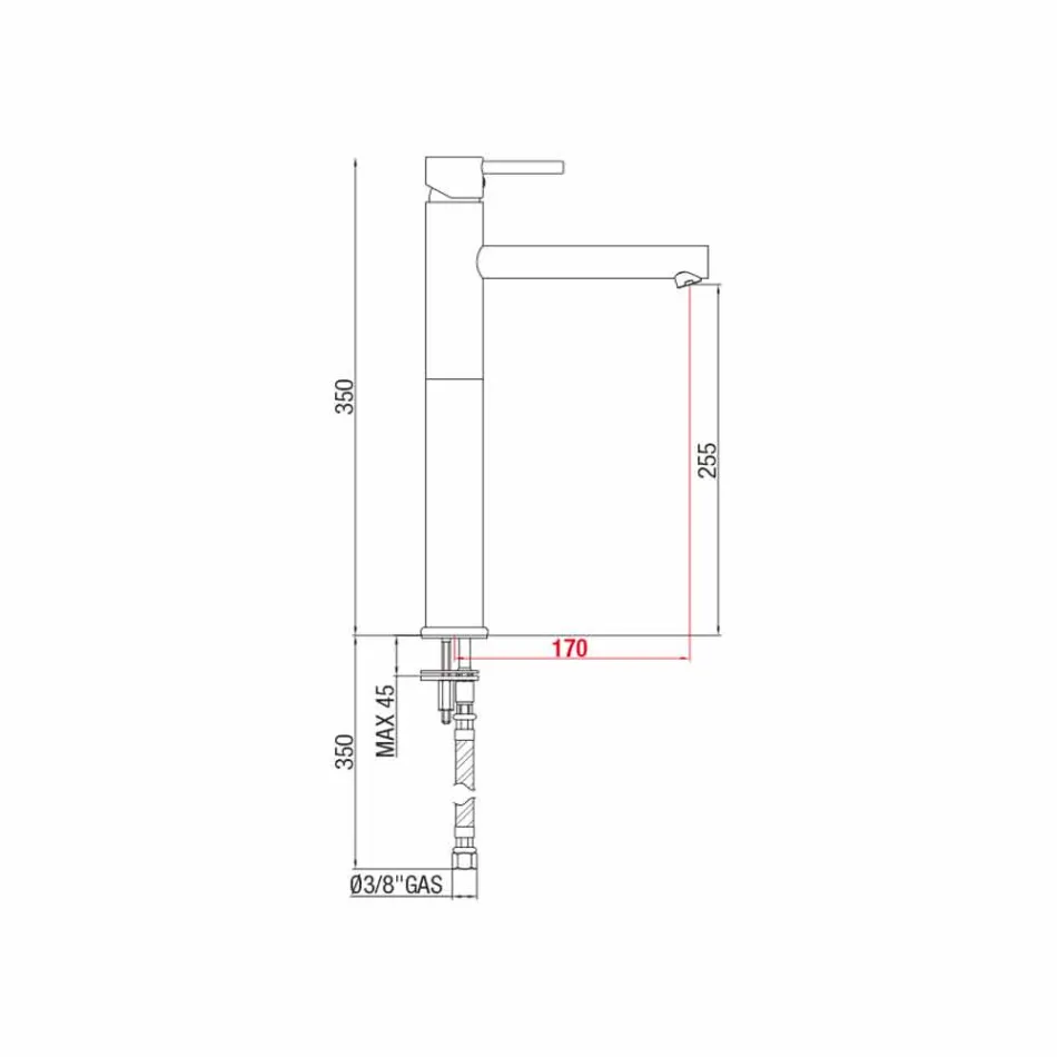Udvidet håndvaskarmatur i messing uden afløb fremstillet i Italien - Ermia Viadurini