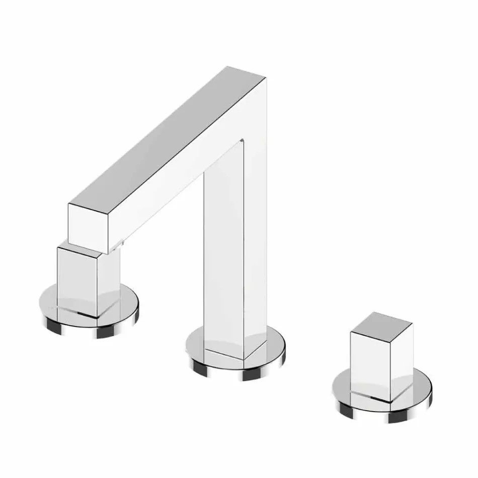 Moderne tre-huls krommetal i badeværelsesvaske - Girino Viadurini