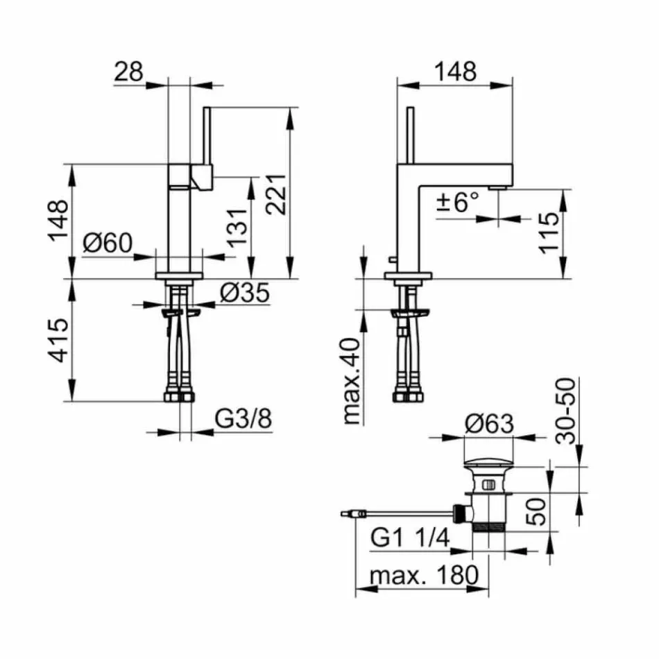 Moderne badeværelse håndvaskarmatur i krom finish metal - Girino Viadurini