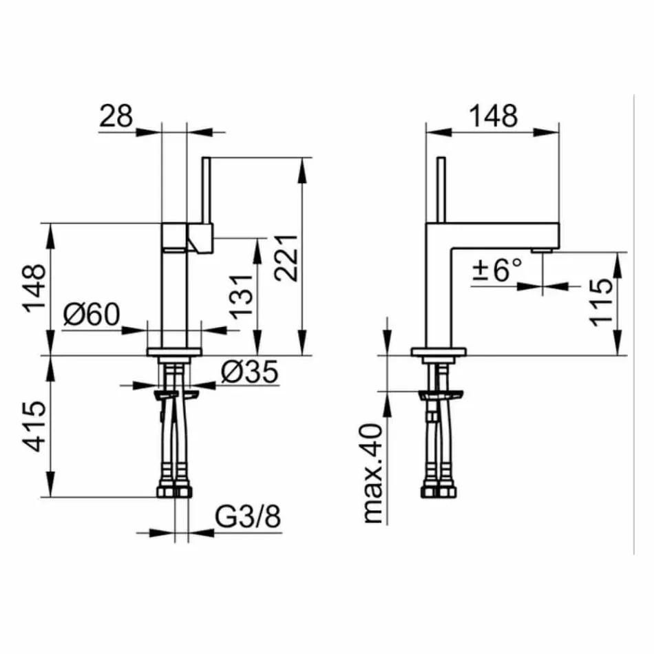 Moderne badeværelse håndvaskarmatur i krom finish metal - Girino Viadurini