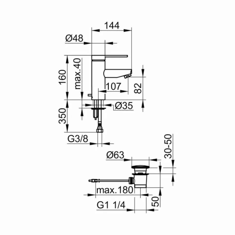 Moderne håndvaskarmatur i forkromet metal - Zanio Viadurini