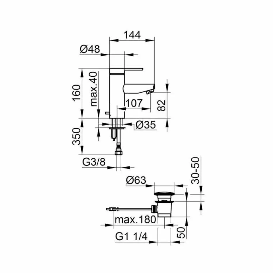 Moderne design 1-grebs mixer til håndvask i metal - Zanio Viadurini