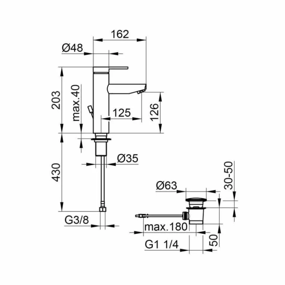 Moderne design 1-grebs mixer til håndvask i metal - Zanio Viadurini