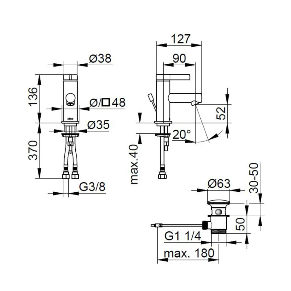 Etgrebs håndvaskarmatur Klassisk design krom messing - Artemisia Viadurini