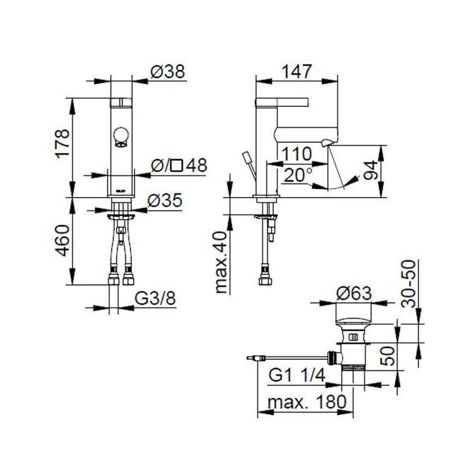 Etgrebs håndvaskarmatur Klassisk design krom messing - Artemisia Viadurini