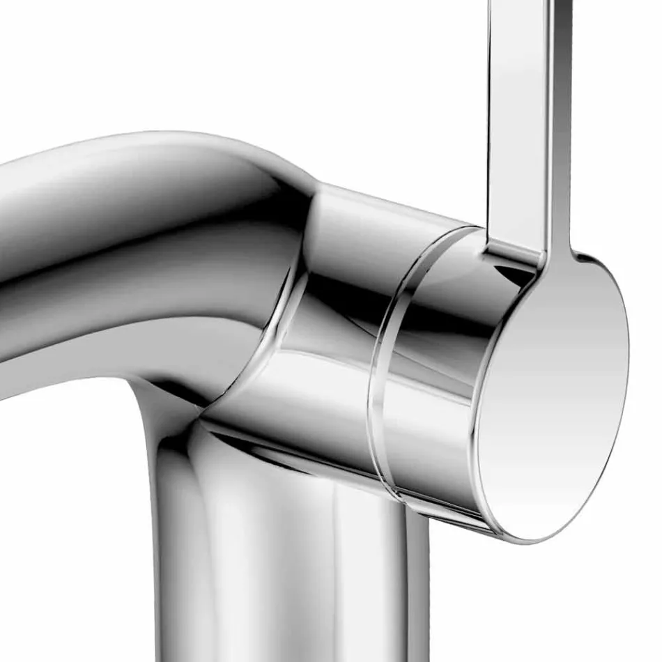 Moderne 1-grebs håndvaskarmatur med metalafløb - Pinto Viadurini