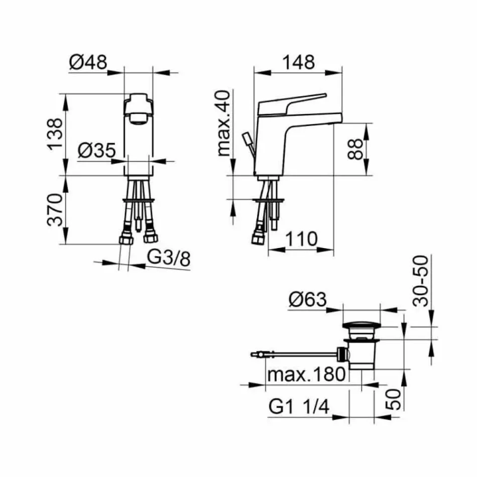 Moderne 1-grebs håndvaskarmatur i forkromet metal - Clari Viadurini