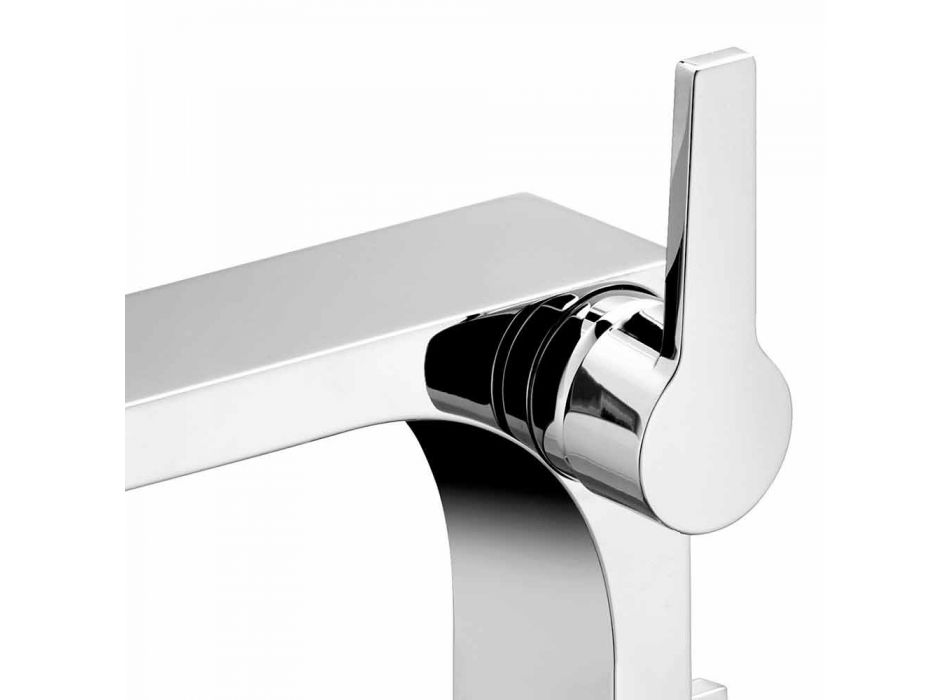 Moderne 1-grebs håndvaskarmatur med metalafløb - Etto Viadurini