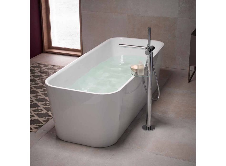 Moderne 1-grebs badekararmatur med brusehoved af metal - Pinto Viadurini