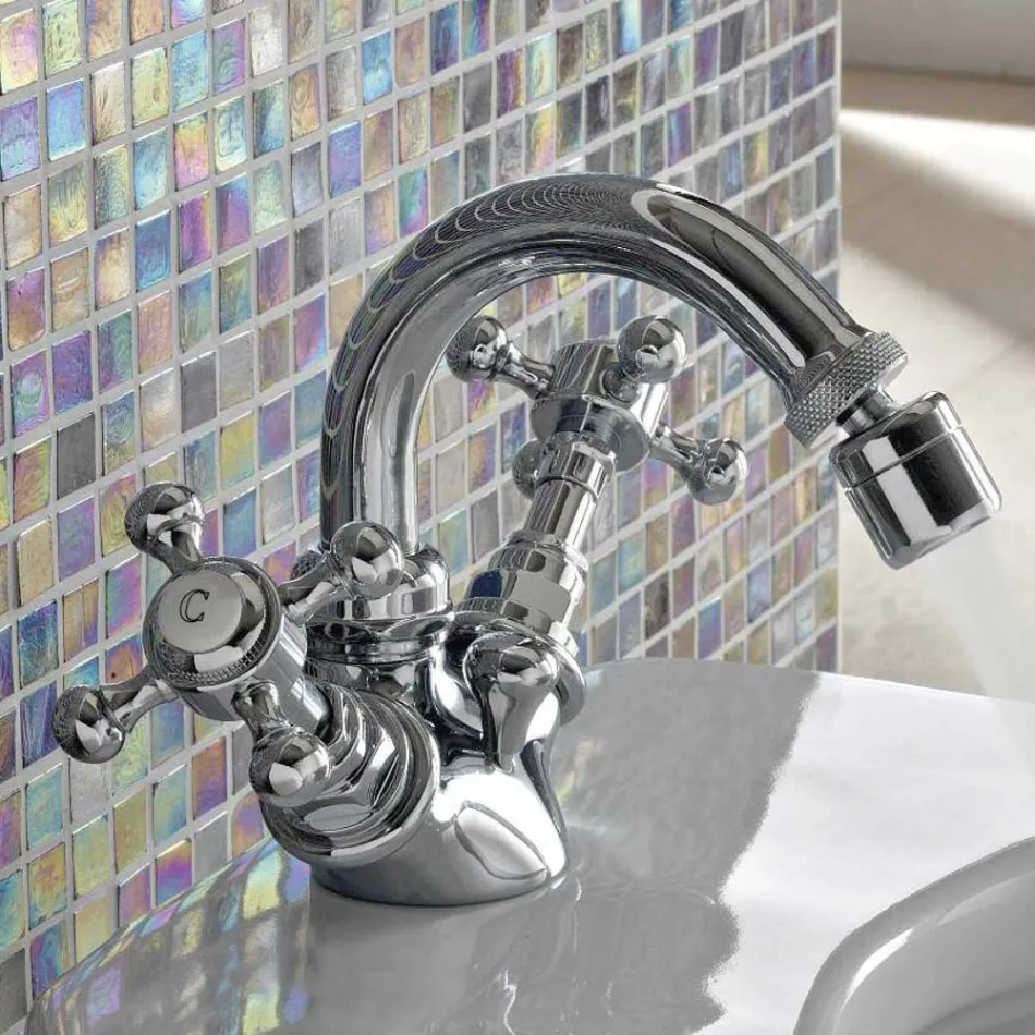 Vintage Single Hole Bidet Mixer i Messing Made in Italy - Elisea Viadurini