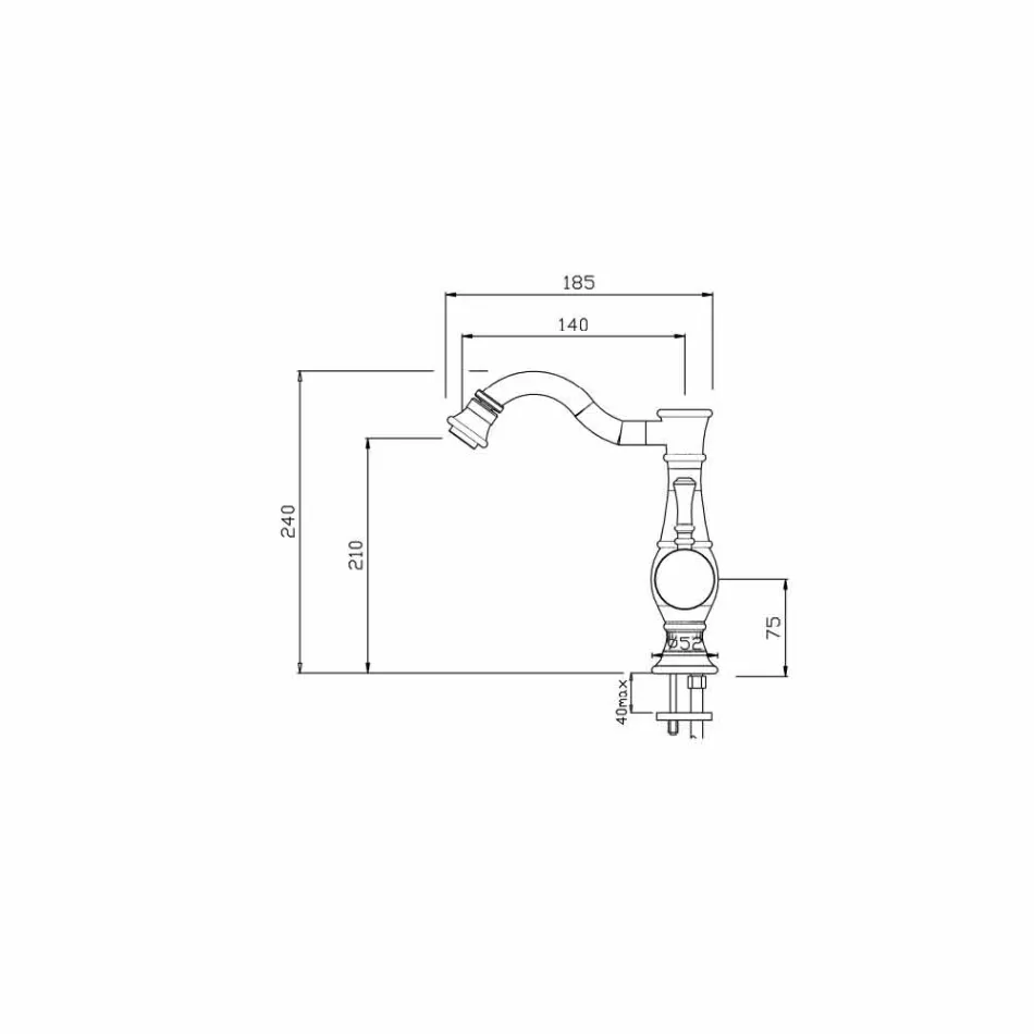 Bidetarmatur med høj drejetud Lavet i Italien - Neno Viadurini