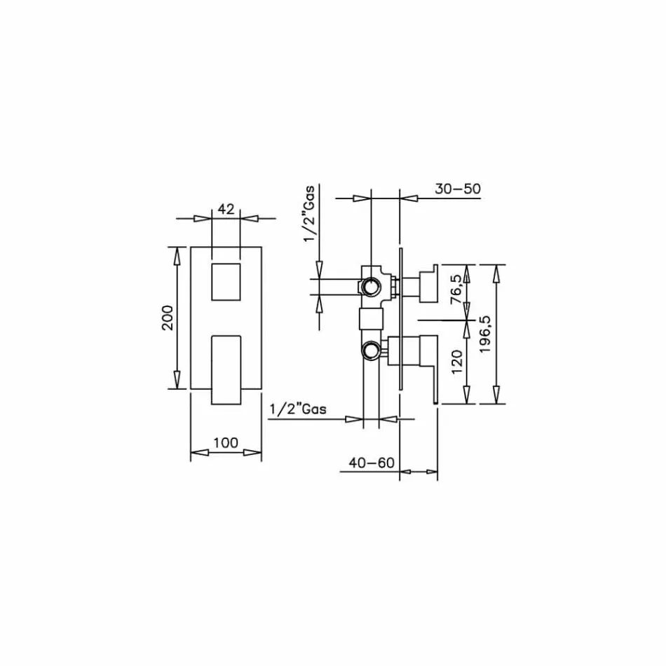Made in Italy Design 3-vejs brusebadarmatur - Bibo Viadurini
