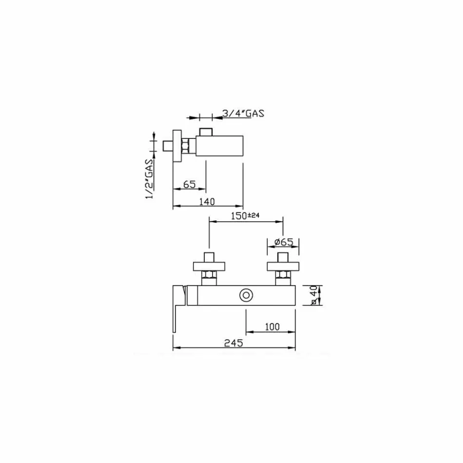 Bruserarmatur med søjletilslutning Made in Italy - Panela Viadurini