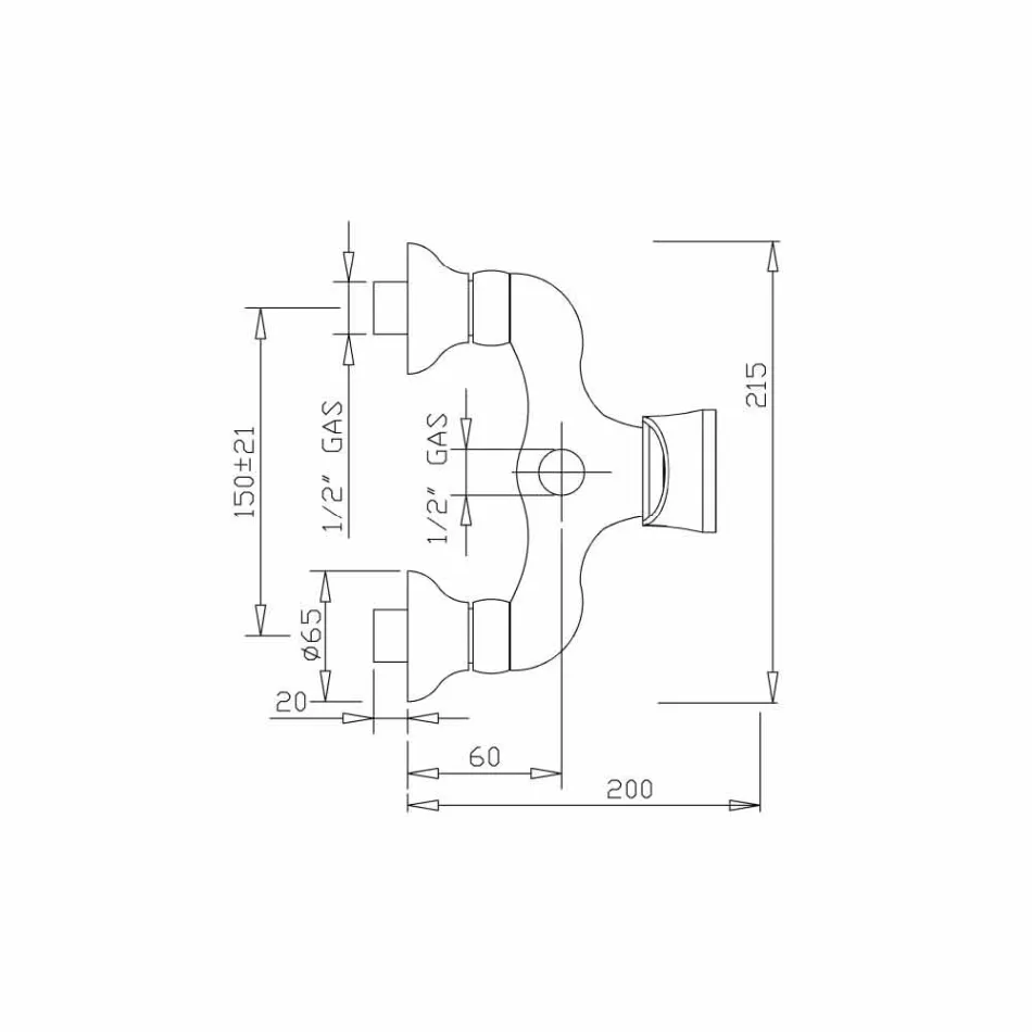 Designarmatur til udendørs bruser i messing fremstillet i Italien - Neno Viadurini