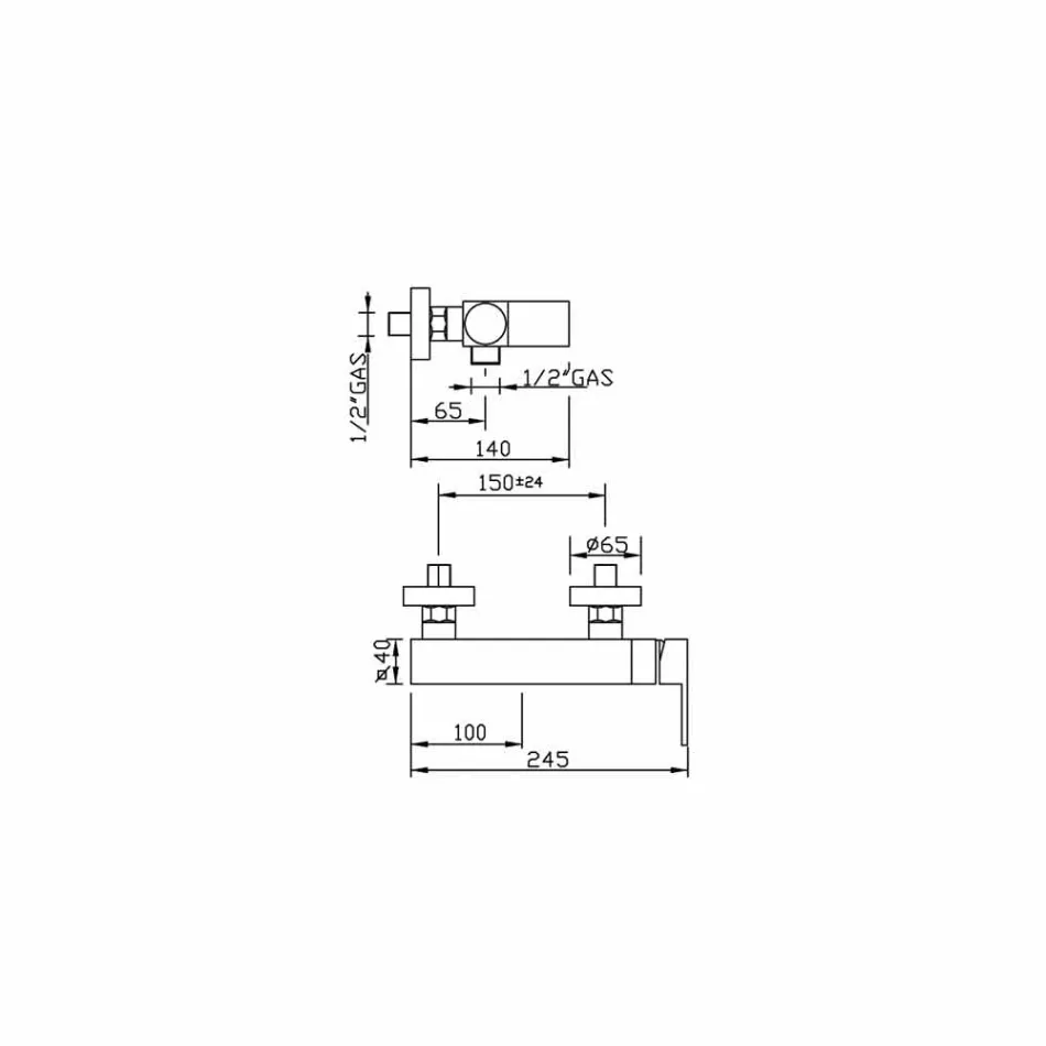 Designarmatur til udendørs bruser i messing fremstillet i Italien - Panela Viadurini